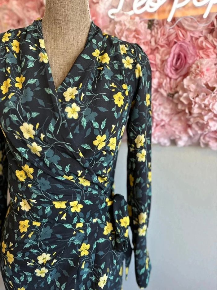 Robe verte portefeuille à motifs fleuris, taille 34 - Morgan - photo numéro 4