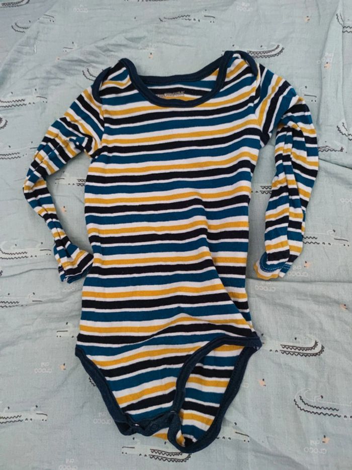 Lot de 2 body manches longues bleu et jaune T.24 mois - photo numéro 3