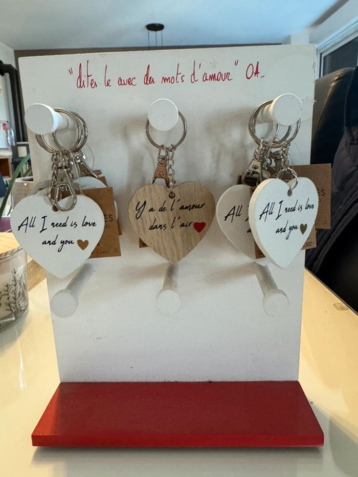 Porte clefs neuf cœur + message - photo numéro 2