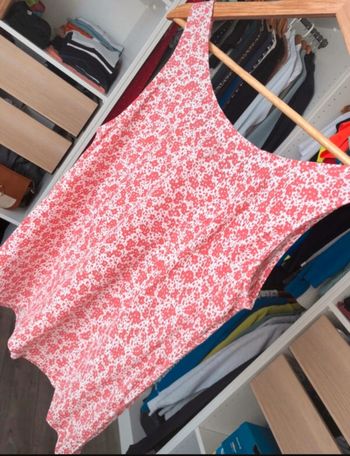 Haut débardeur camaieu rose et blanc taille L