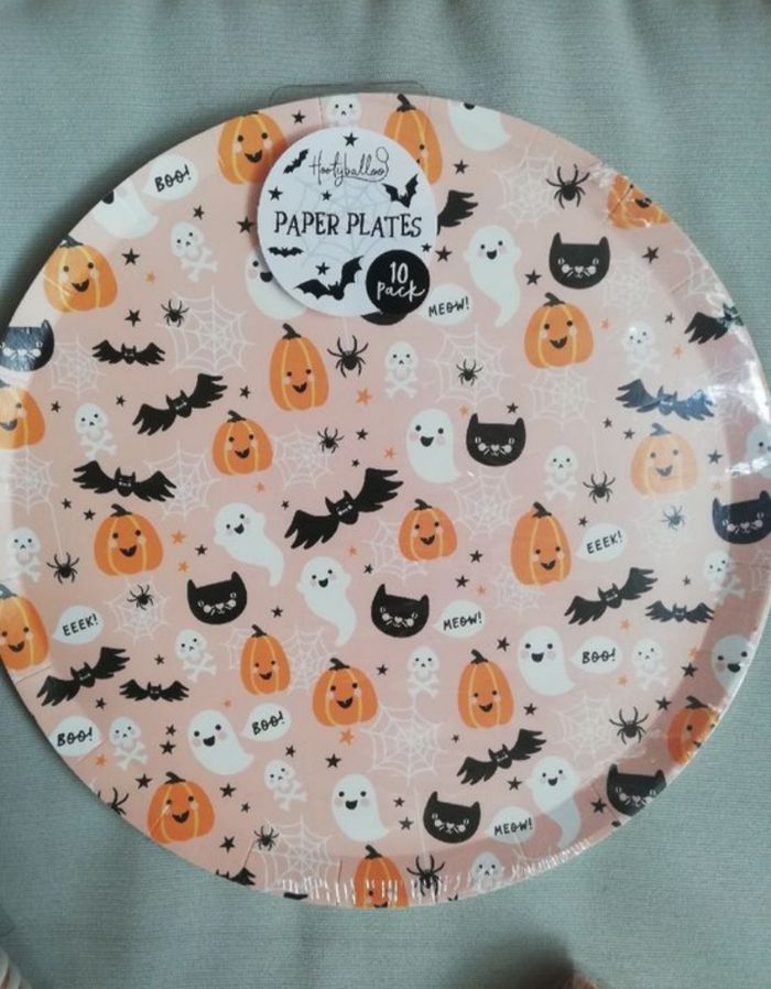 🎃 Lot vaisselle jetable Halloween - Neuf - Verres, assiettes, serviettes en papier - photo numéro 2