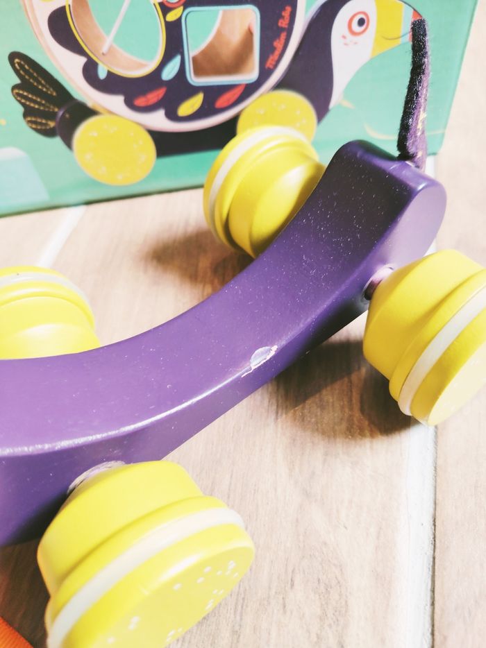 🦜Boîte à formes à tirer Pakou le Toucan en bois marque Moulin Roty - photo numéro 6