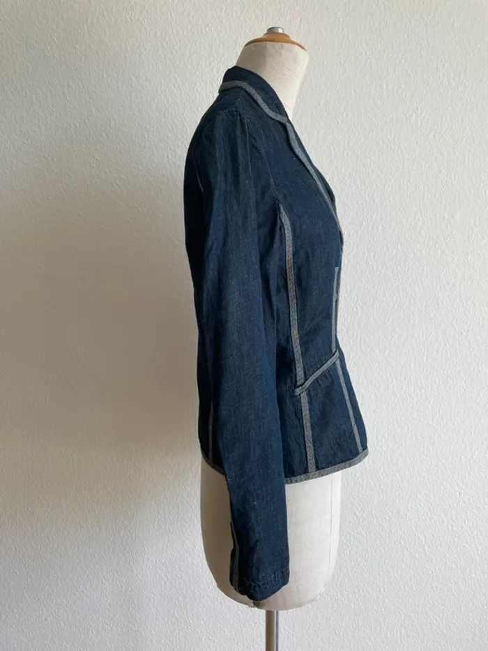 Veste blazer bleu marine Gérard Darel coton-lin - photo numéro 3