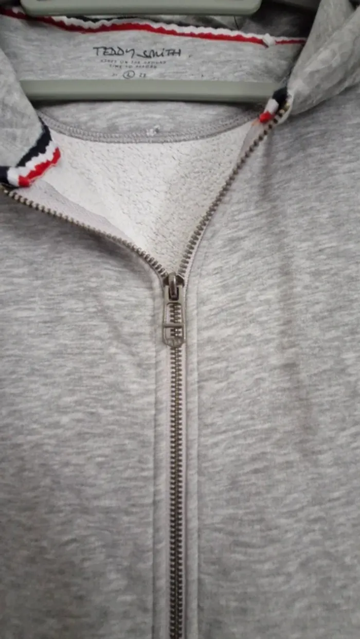 Veste capuche  teddy smith à fermeture gris homme taille L - photo numéro 4