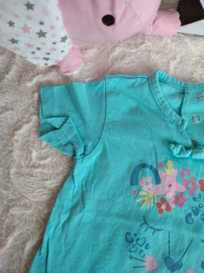 Tee shirt chemise manches courtes Fille 12 mois Jolie féline Panthère léopard 100% coton - photo numéro 3