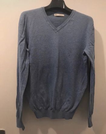 Pull homme celio été manches longues col v bleu taille M