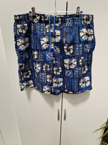 Short De Bain Plage Bleu Imprimé Hibiscus