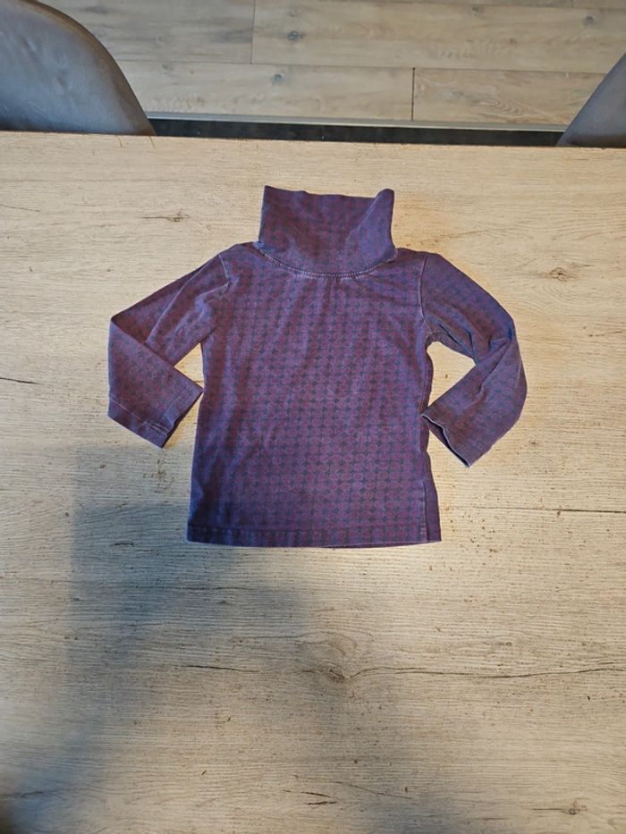 Sous pull mauve à dessin gris, manches longues, Disney, 4 ans