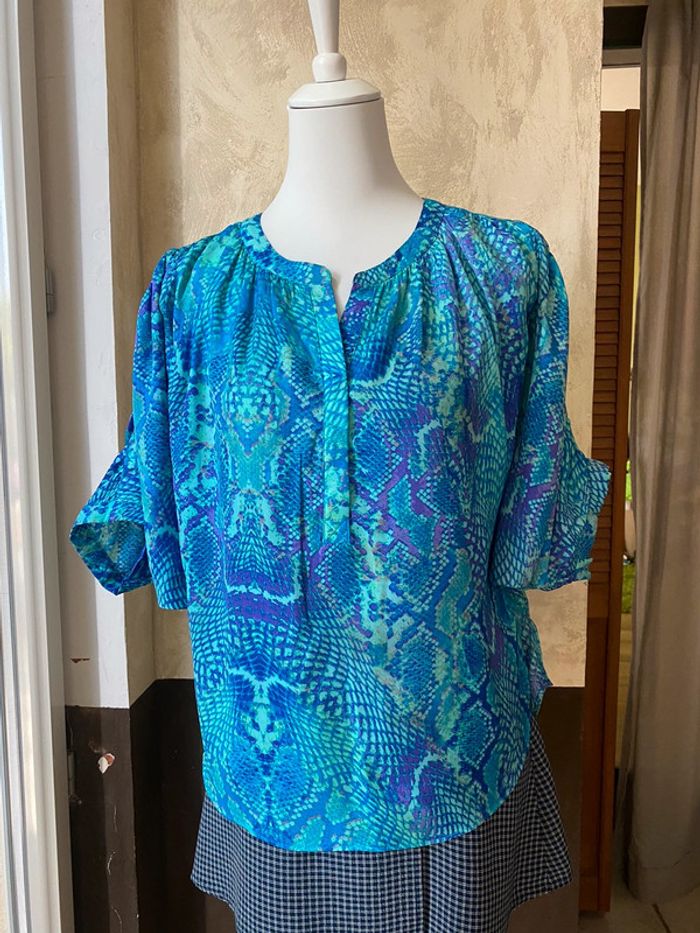 Blouse turquoise python Jennifer Lopez XS - photo numéro 2
