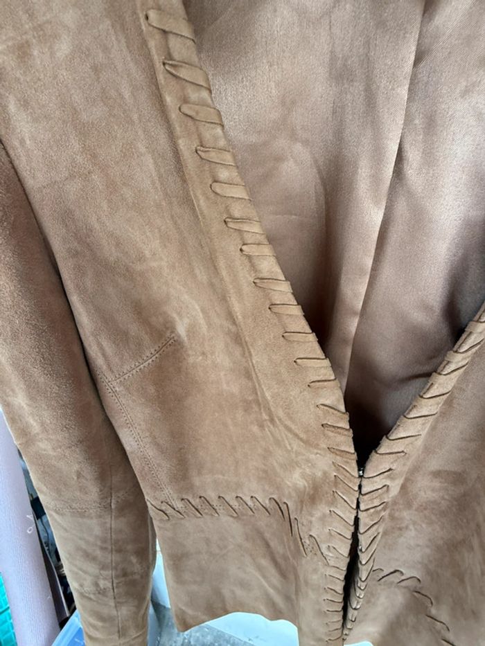 Veste camel marron en cuir - photo numéro 8