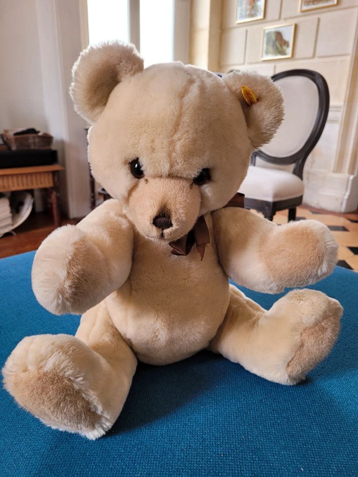 Grand Ours collection articulé Steiff 45cm beige miel noeud marron peluche traditionnelle - photo numéro 3
