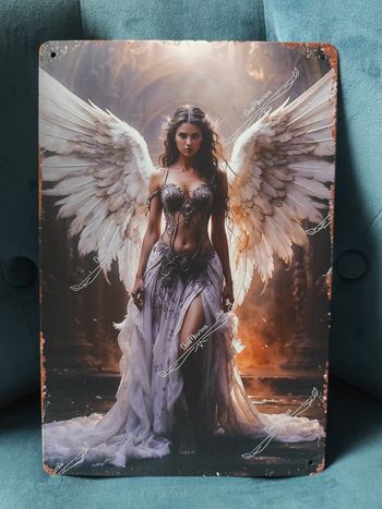 Plaque métal Ange neuve 20x30cm