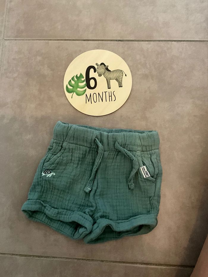 Sergent major 6 mois bleu short garçon gaze de coton