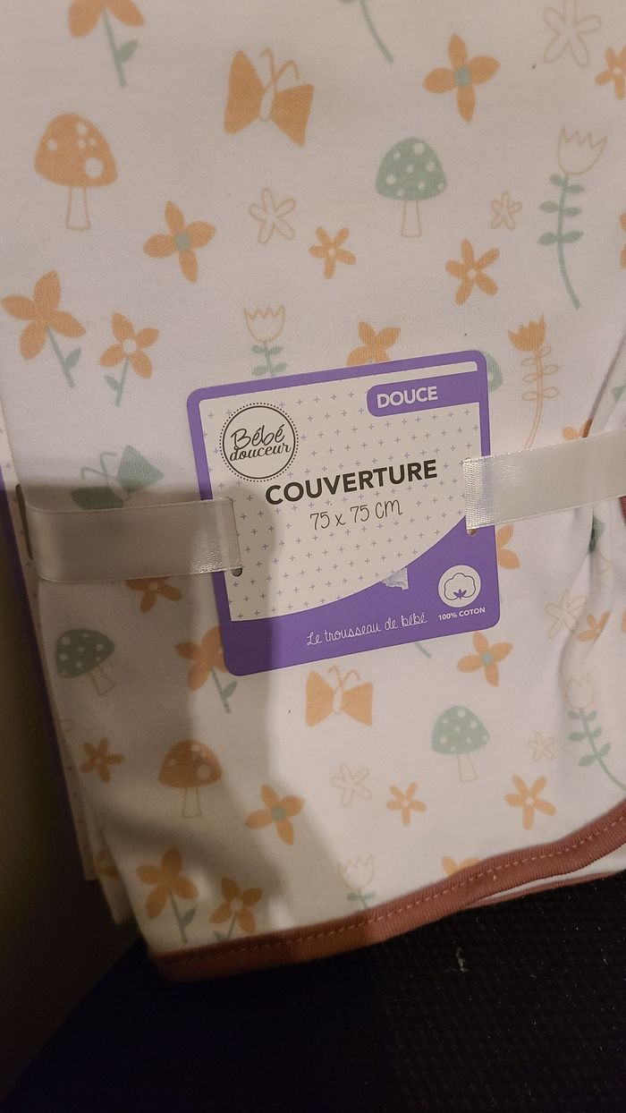 bébé douceur couverture douce coton 75x75 cm - photo numéro 4
