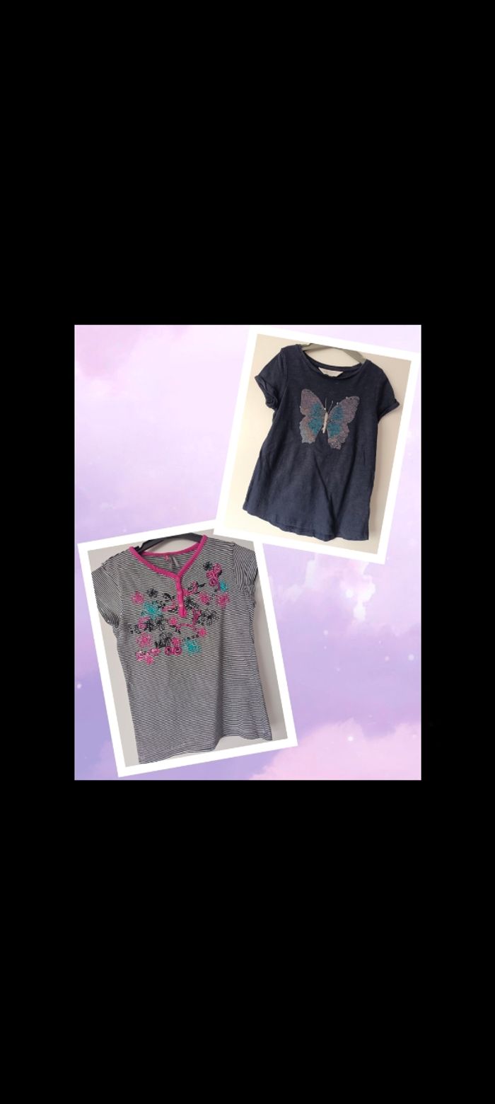Lot de 2 tee-shirts fille en 6 ans 116 cm - photo numéro 1