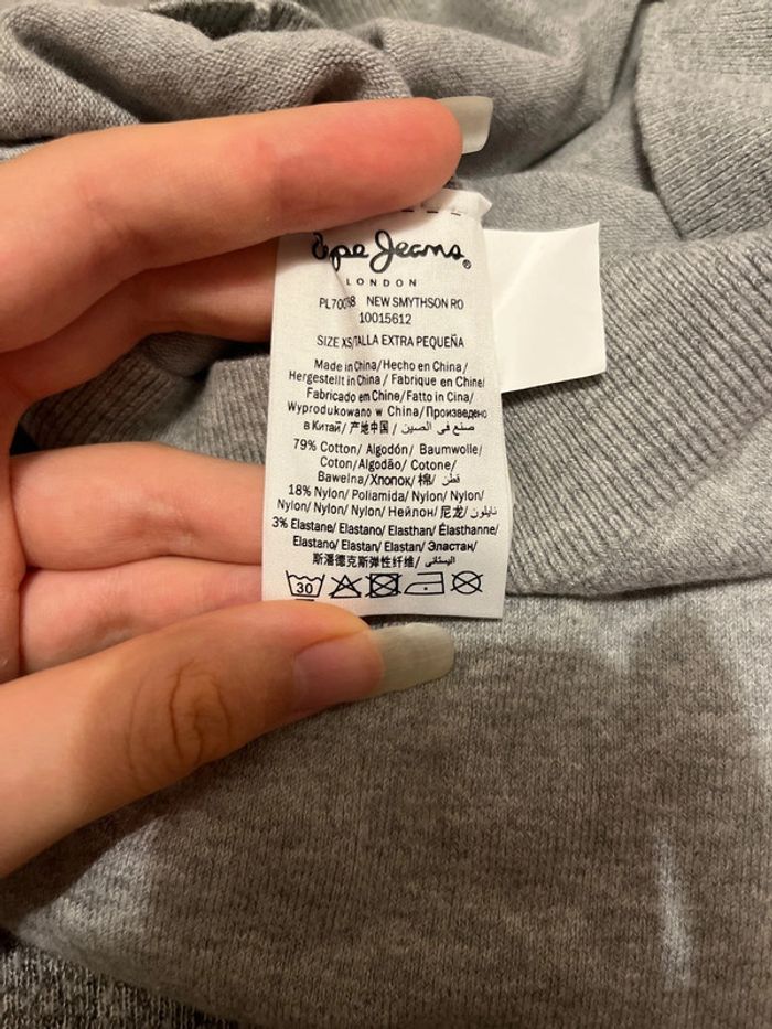 Pull col V de couleur gris clair chiné Pepe Jeans XS - photo numéro 6