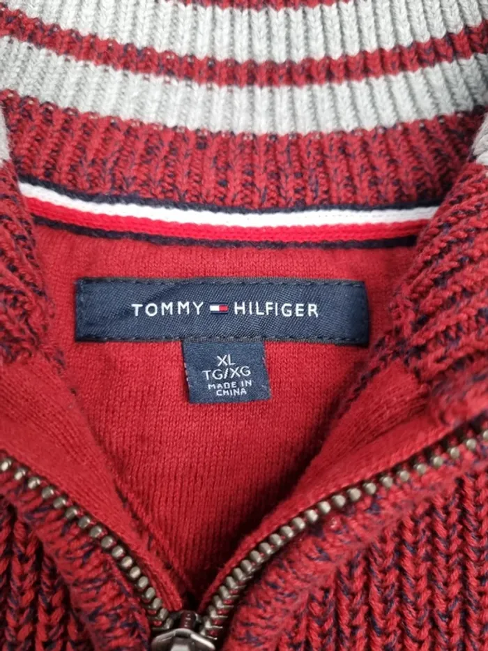 Veste zippée Tommy Hilfiger bordeaux chiné – Taille XL Hommes (mesures en photos) - photo numéro 6