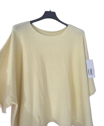Pull tendance oversize jaune pastel T.U