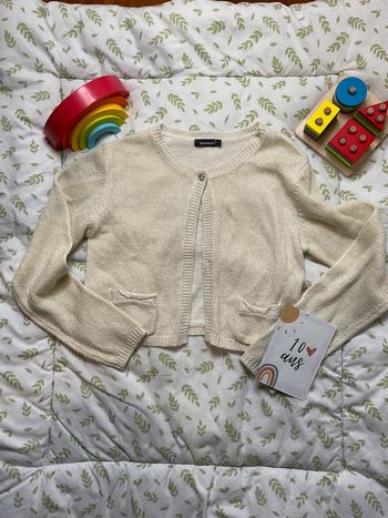 gilet en laine court beige paillettes 10 ans in extenso