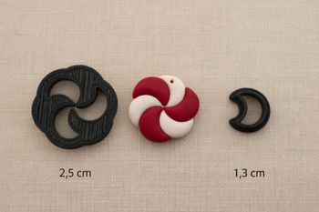 Lot de 2 emporte-pièces fleur spiralée et mini arc – Pampilles graphiques – Bijoux DIY