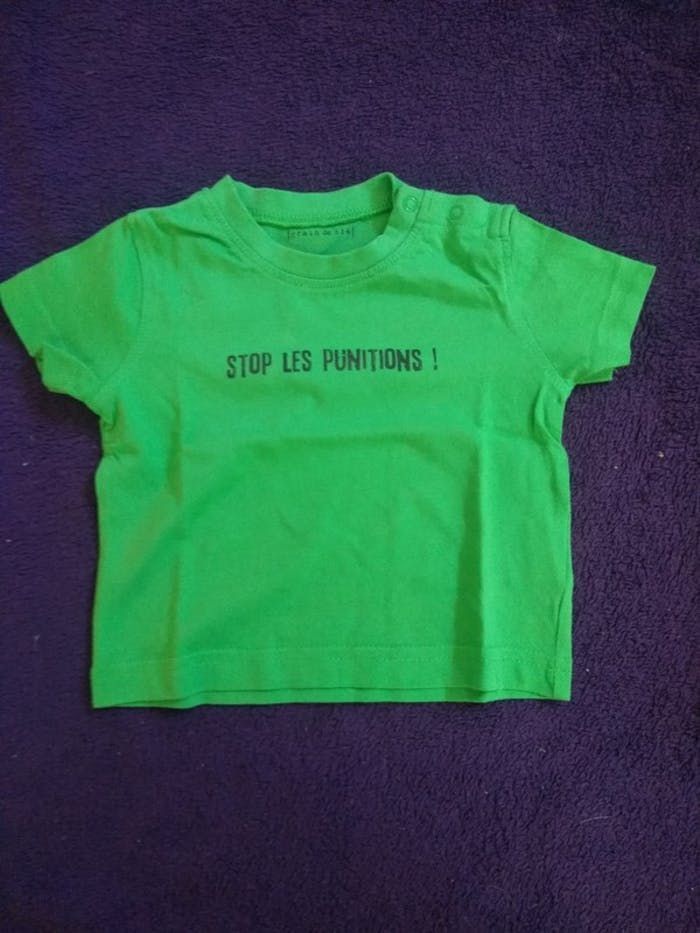 Tee shirt taille 6 mois "stop les punitions"