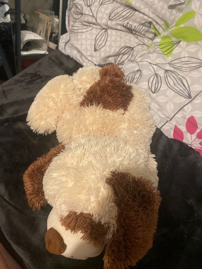 Chien en peluche, marron et beige/café au lait - photo numéro 7