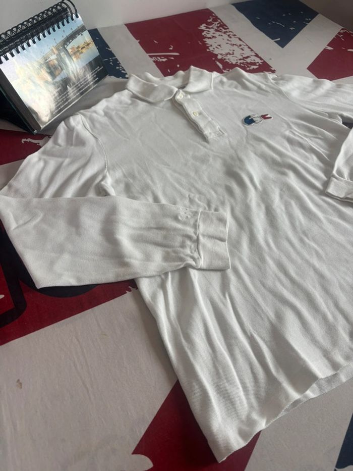 Polo manches longues Lacoste, taille S. Crocodile, bleu, blanc rouge - photo numéro 5
