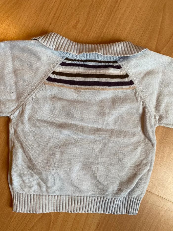 Beau pull bleu clair ML Obaïbi T. 6 mois/67 cm garçon TBE - photo numéro 4