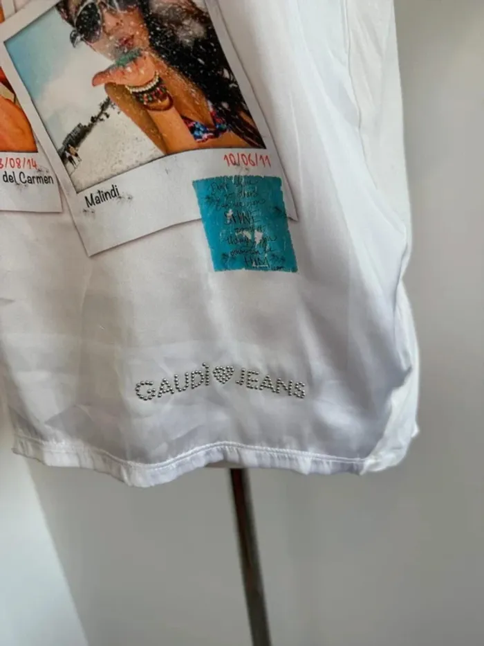 T-shirt Gaudi Jeans oversize femme blanc taille S parfait état - photo numéro 2