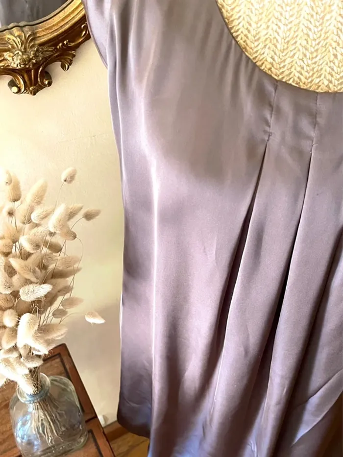 Robe gris Châtaigne Élégante satinée avec Détails en Sequins - photo numéro 11