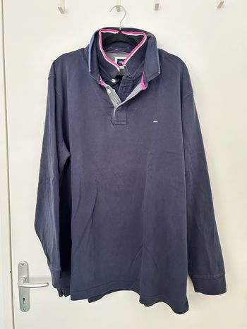 Polo manches longues bleu marine double col empiècement dans le dos Eden Park 3XL