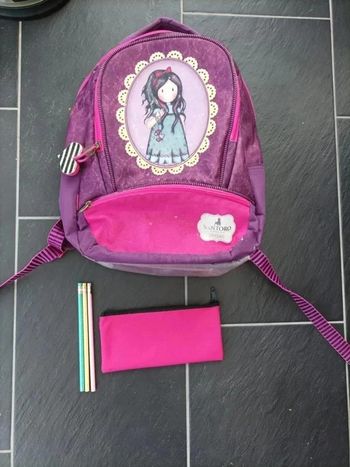 Joli cartable gorjuss santoro + trousse et crayons à papier pailletés
