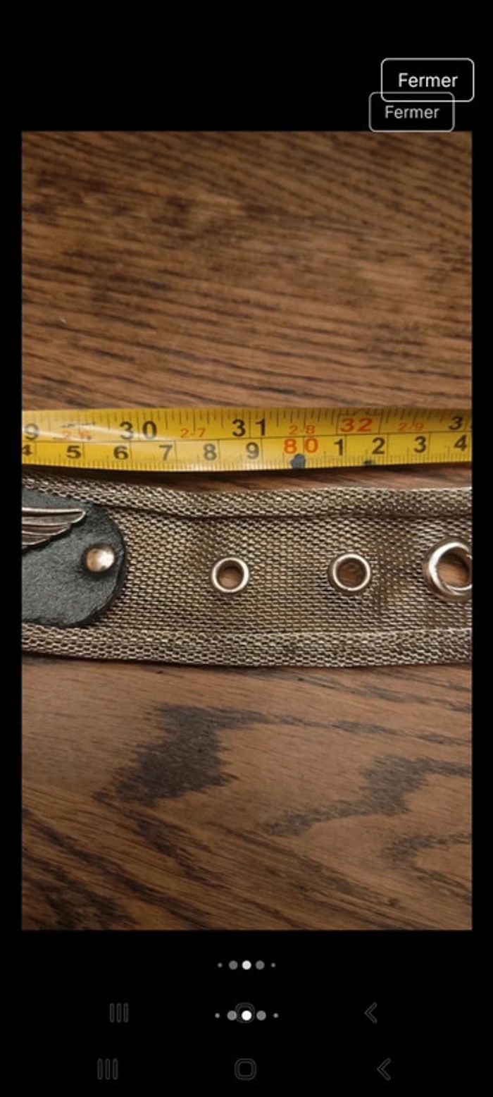 Ceinture en métal/cuir/aigles ajustable 80/90cm - photo numéro 12
