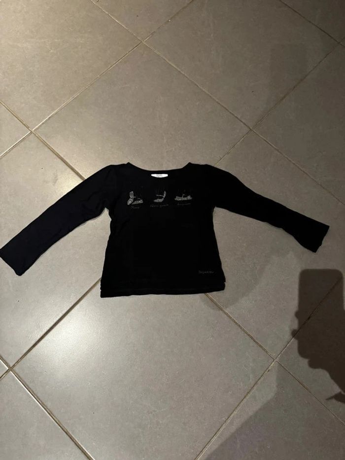 T shirt manches longues - Repetto - Pointé / Demi pointé / Cinquième - Noir & argenté - 5 ans