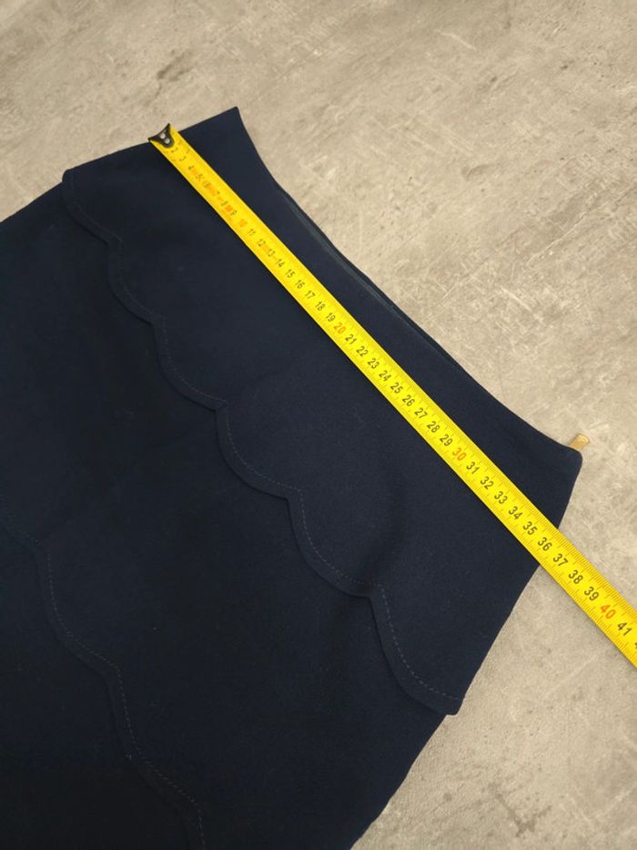 Jupe Sandro bleu marine à volants ondulés taille 36 S chic - photo numéro 7