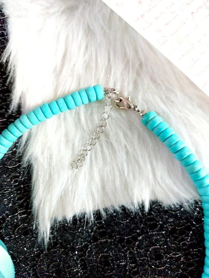 Magnifique collier bleu en perles, style bohème vintage - photo numéro 4