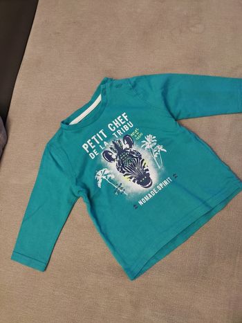 Tee shirt manches longues bleu Gémo 6 mois