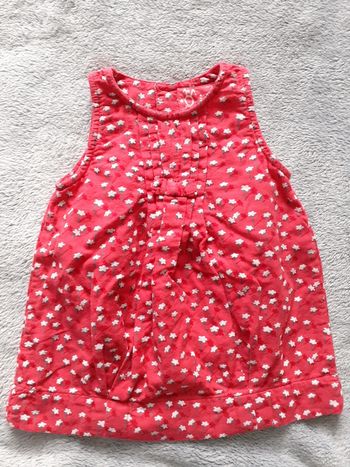 Robe fille sans manches 6 mois rouges fleurs blanches neuve