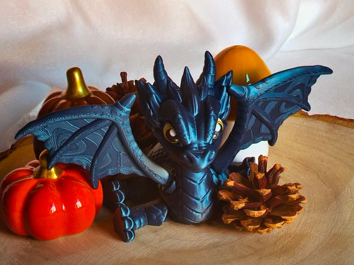 Dragon Ailé Articulé Metal Bleu 12 cm - photo numéro 2
