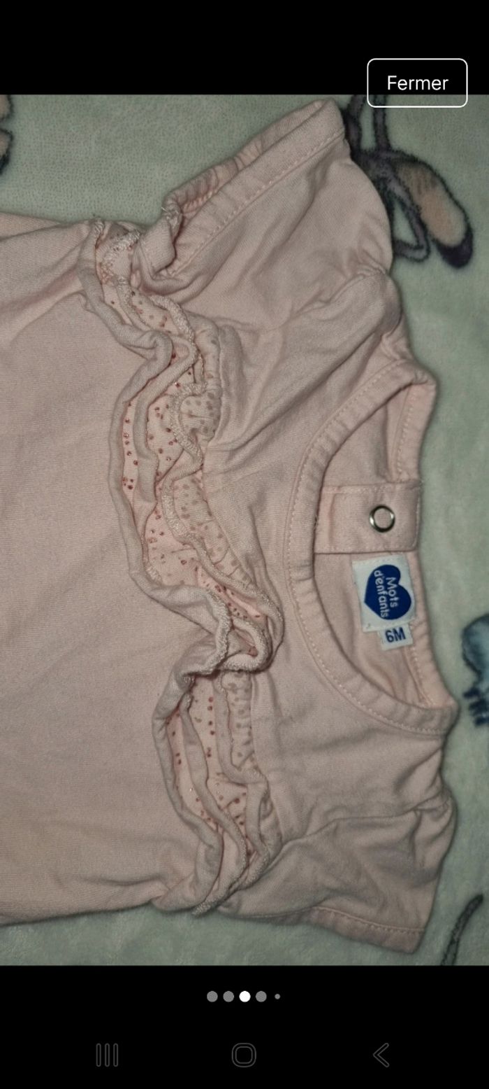 Tee-shirt manche courte 6 mois fille en très bon état - photo numéro 3