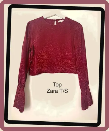 Crop Top satiné bordeaux de soirée Zara T/36