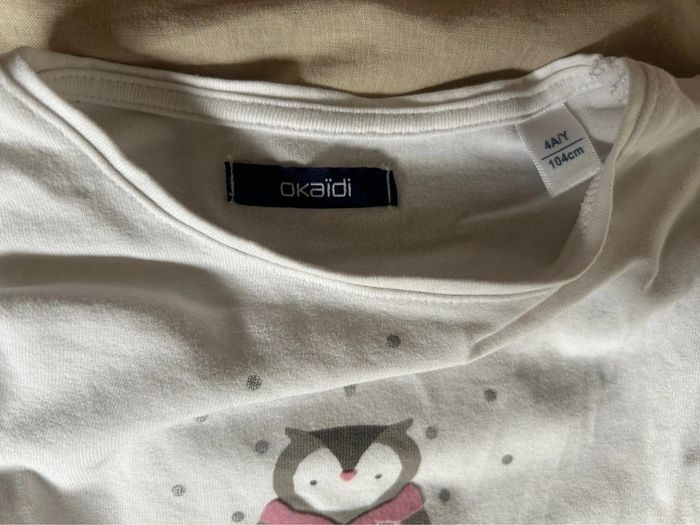 Haut / tee-shirt manches longues chouette / hibou okaidi 4 ans - photo numéro 3