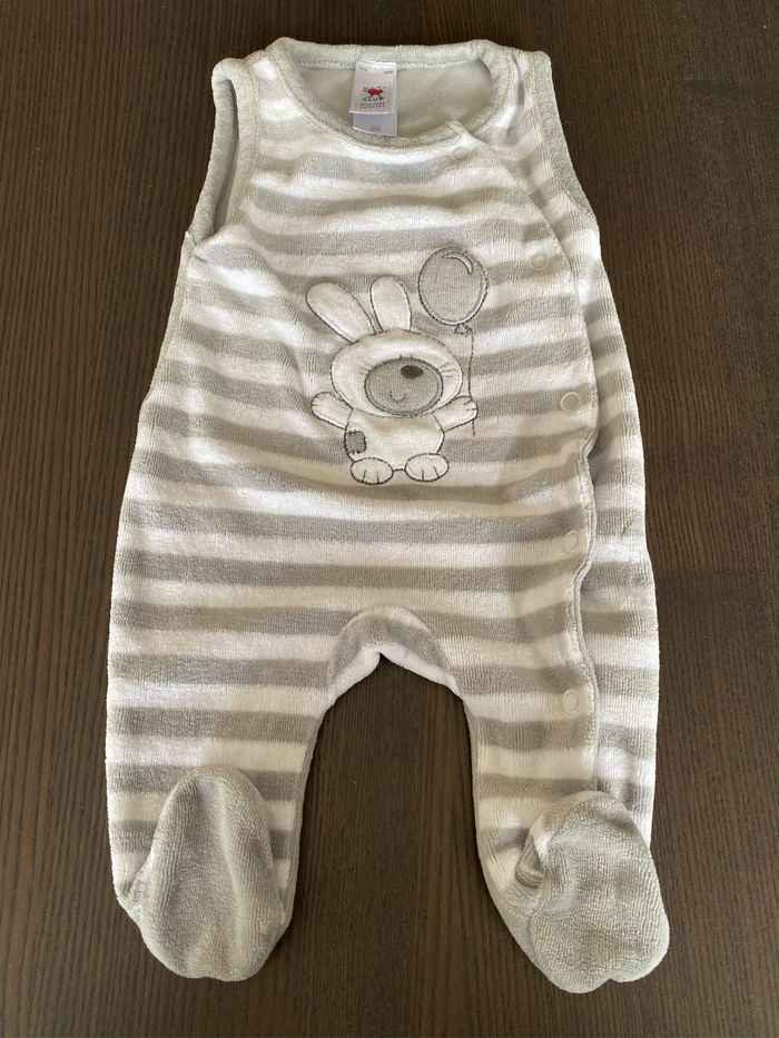 Pyjama velours gris/blanc naissance C&A