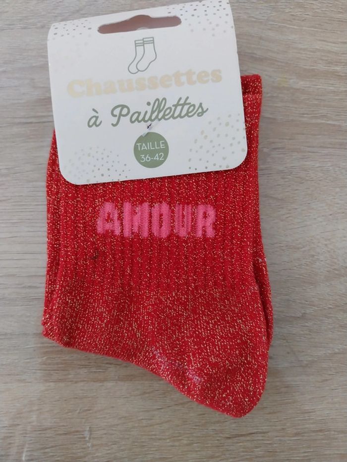 Chaussettes à paillettes Amour