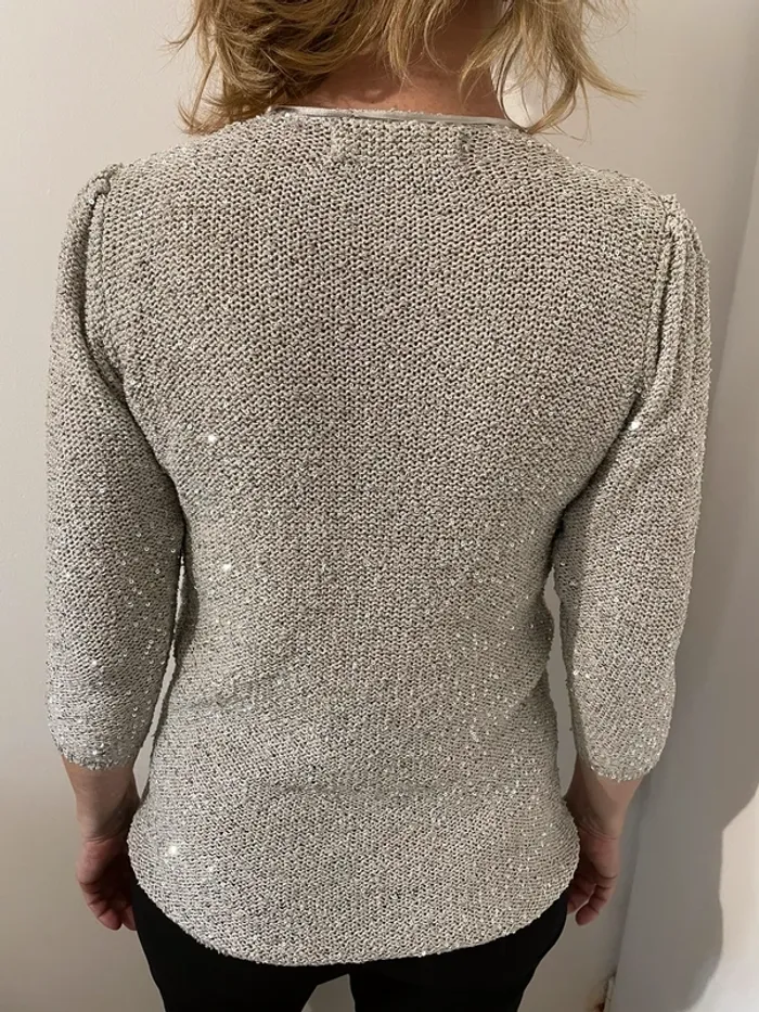 Pull gris pailleté zaraknit - photo numéro 2