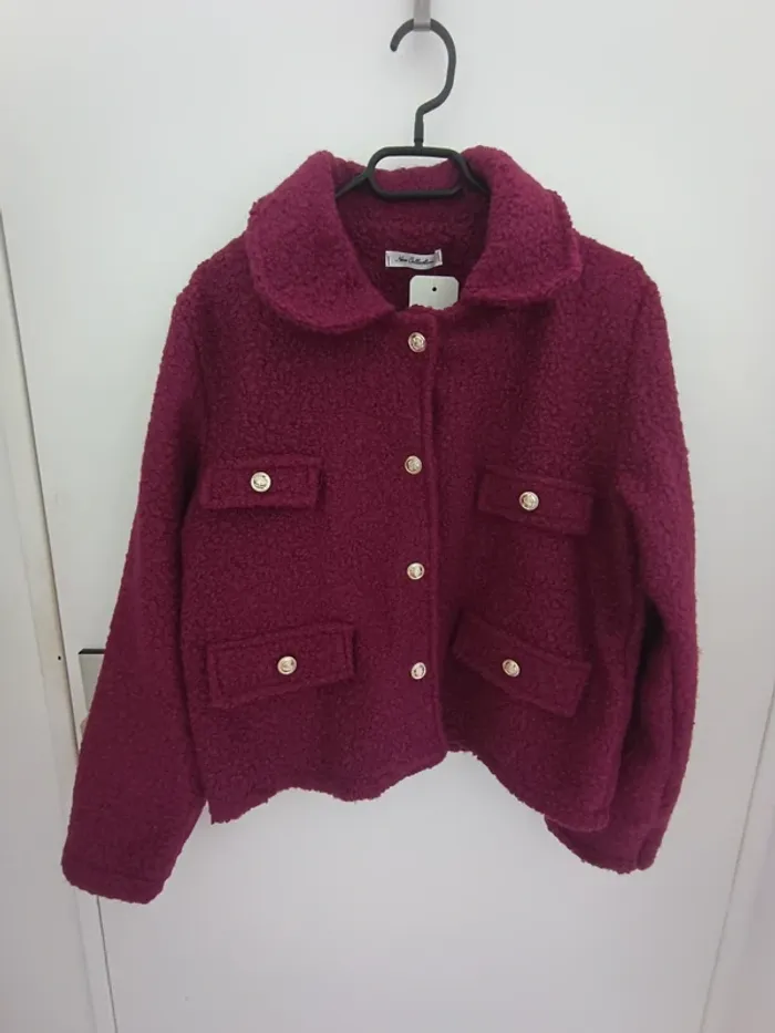Veste à bouclettes framboise coton boutons dorés Taille Unique New Collection Neuf avec étiquette - photo numéro 2