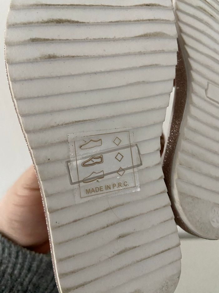 Sandales montantes enfant - Style gladiateur - Or rose / Paillettes - Pointure 23 - photo numéro 5