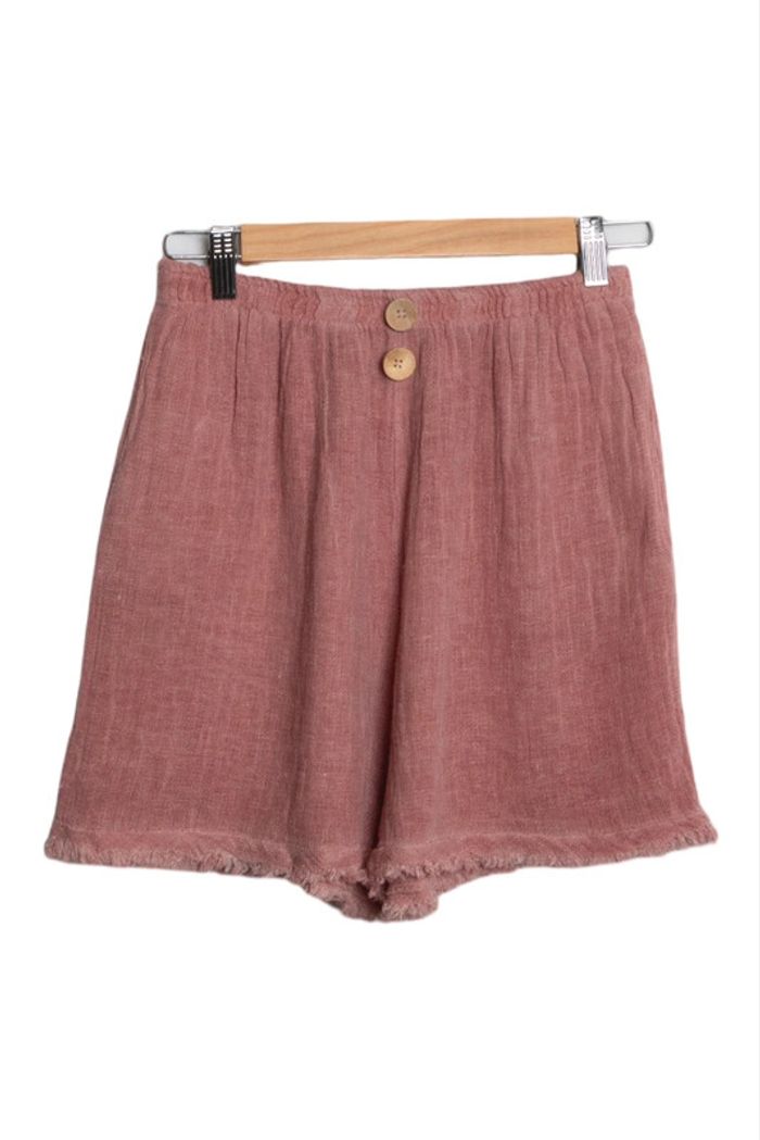 Short en coton texturé rose brique – Upcyclé par Tilli  – Pièce unique - photo numéro 2