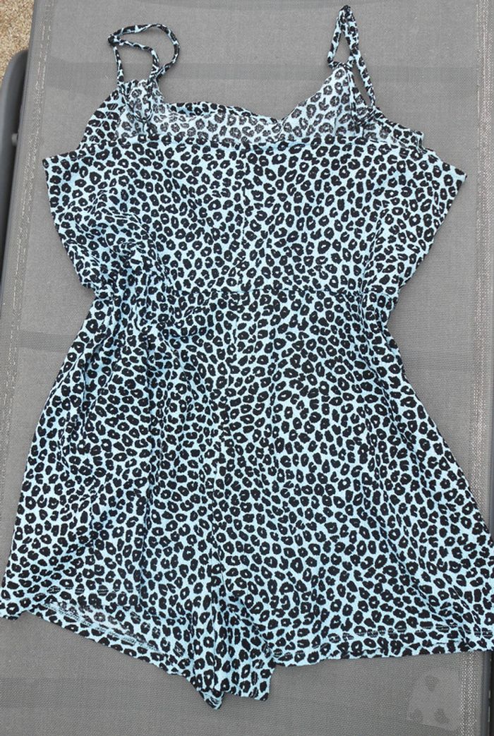 Combishort bleu imprimé léopard - photo numéro 2