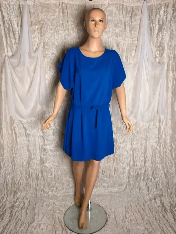 Robe/Tunique élégante avec ceinture couleurs Bleu roi / electrique fluide taille unique 36 au 44
